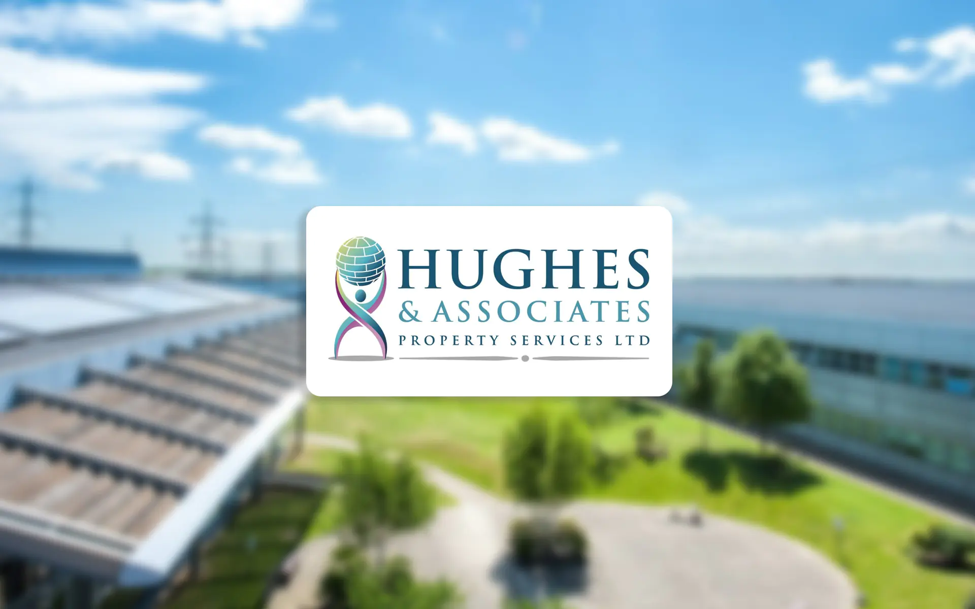 The Hughes & Associates logo is superimposed over a blurry image of the CEME campus.